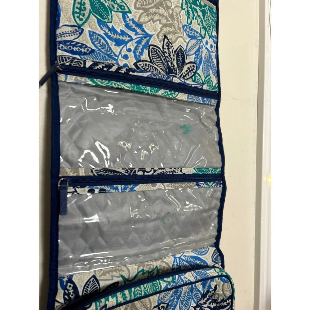 Vera Bradley Hanging Travel Organizer Quilted Toiletry Bag Blue Green Floral